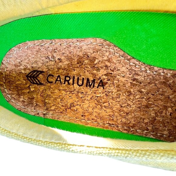 Cariuma Yellow Canvas Sneakers Womens Sz 7 Mens 5.5 EU 38 Shoes Rio Brazil Cork - Picture 6 of 13